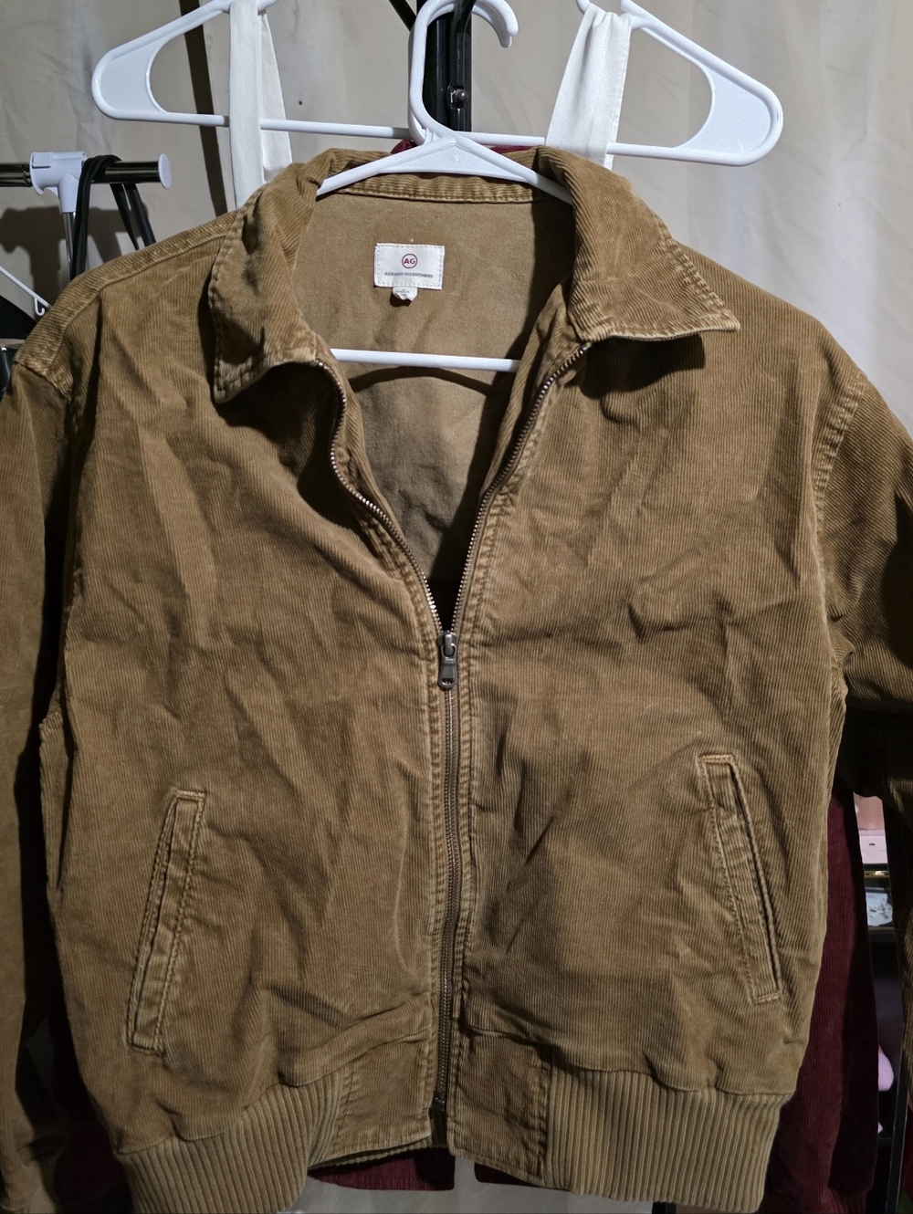 ADRIANO Goldschmied burgundy corduroy bomber jacket